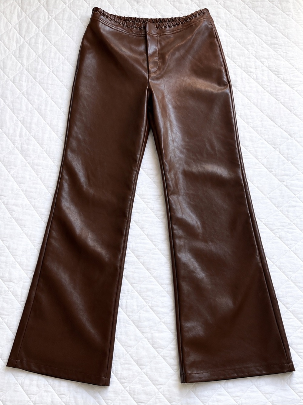 House of CB Adara Chocolate Vegan Leather Trousers Size S NWOT